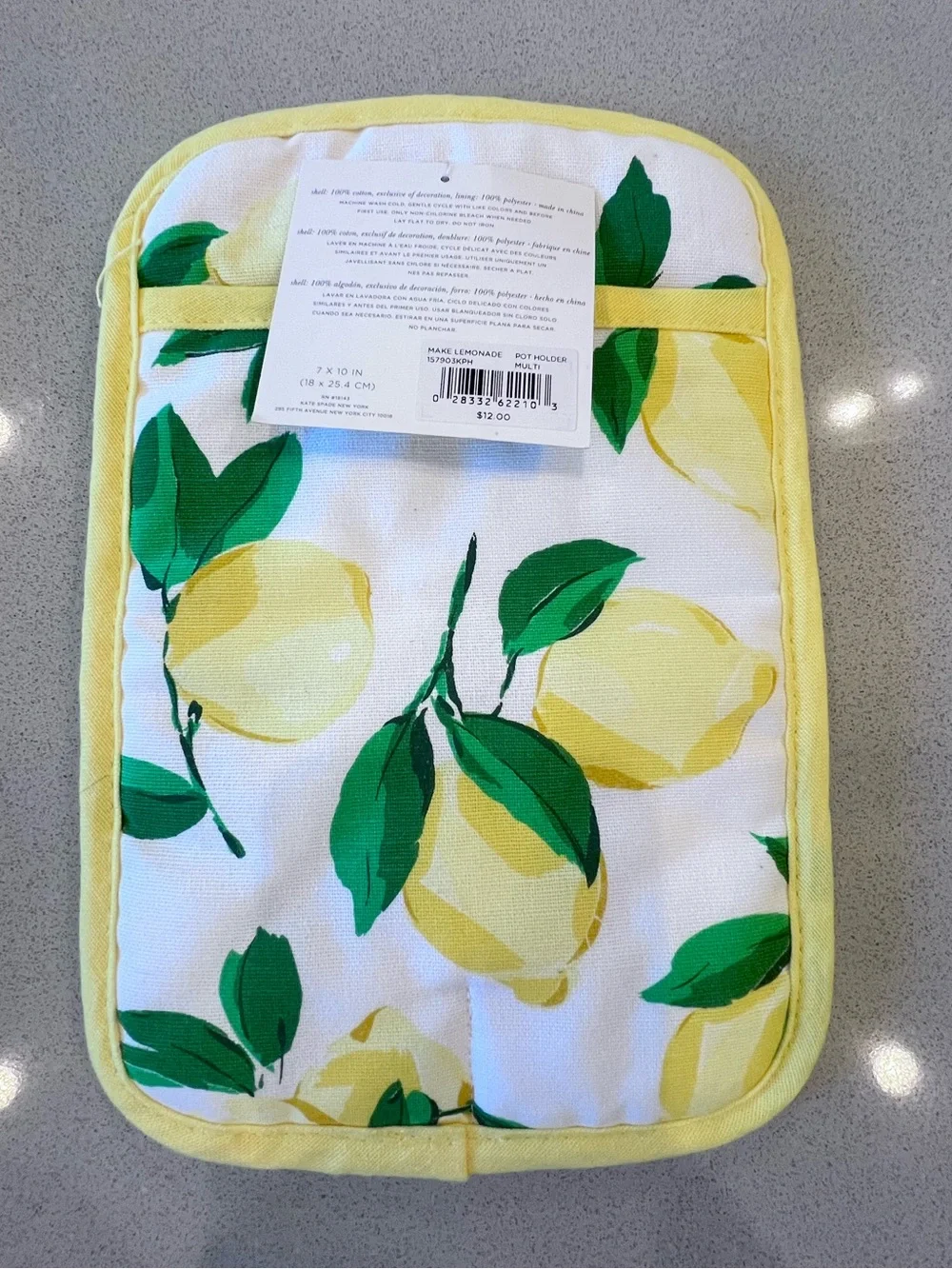 Kate Spade Lemon Oven Mitt, Pot Holder, & Kitchen Towel Set New With Tags